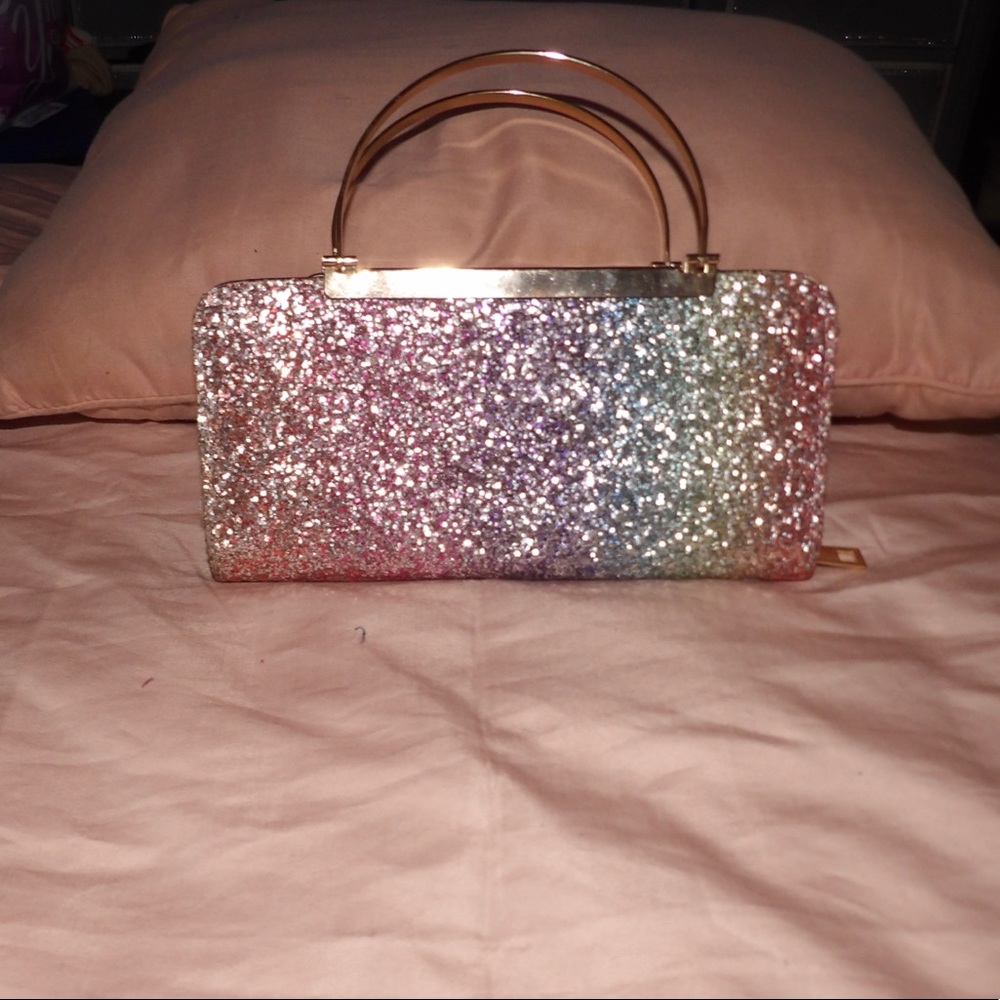 Multicolored clutch/ crossbody purse